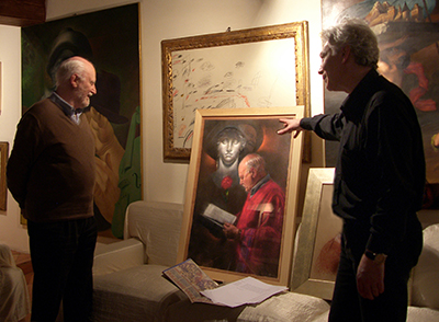 Maurizio Calvesi osserva il suo ritratto by Mimmo Alfarone Roma