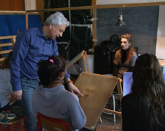 Mimmo Alfarone a lezione con i suoi studenti Liceo Artistico Statale Marco Polo Venezia